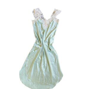 VTG California Dynasty Satin Fairy Cottagecore Ethereal Lace Slip Dress Medium